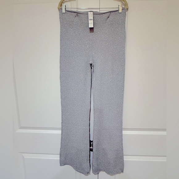 J.Crew grey–silver sparkly metallic cropped sweater pants lightweight NWT CF270 - Picture 3 of 7